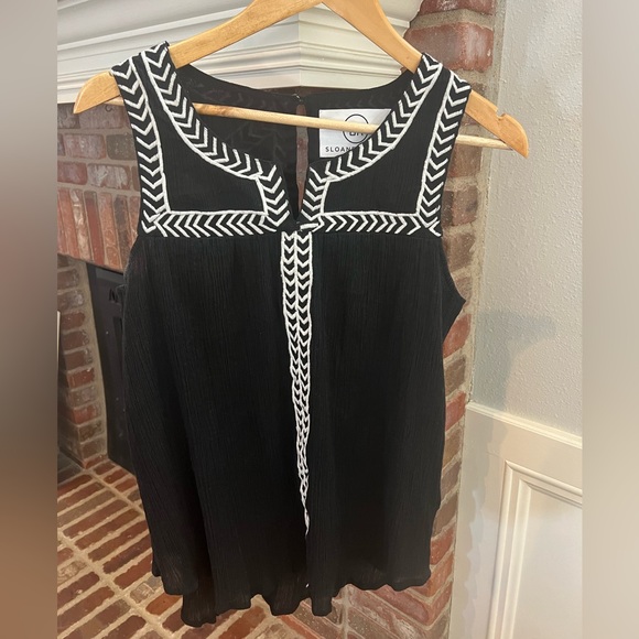 Sloan Rouge Black and White cotton sleeveless top - Picture 1 of 5
